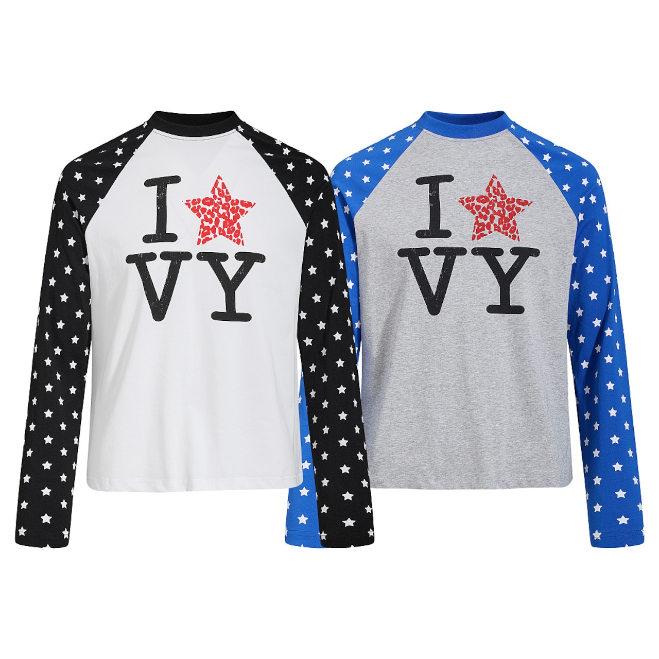 VINTAGE ストリート スタースリーブ 切替ロングTシャツ T2242