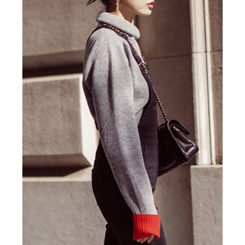 bicolor turtleneck knit. A1260 | Lucy's Select