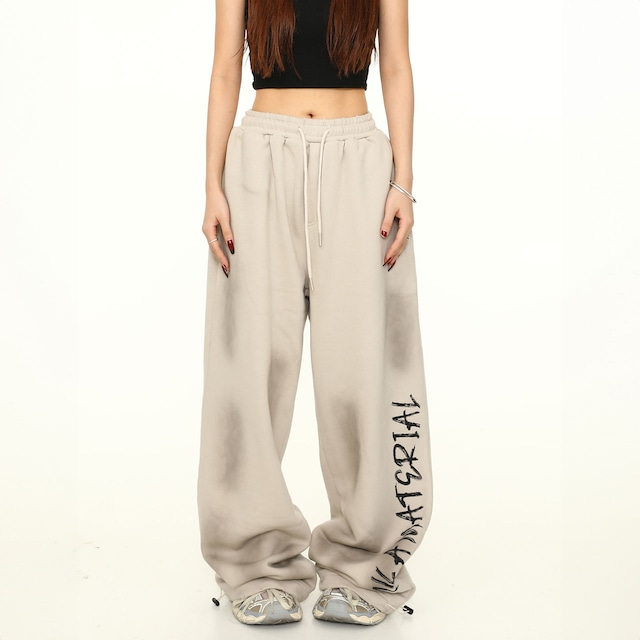 ダメージロゴドロップスウェットパンツ 2col R00663