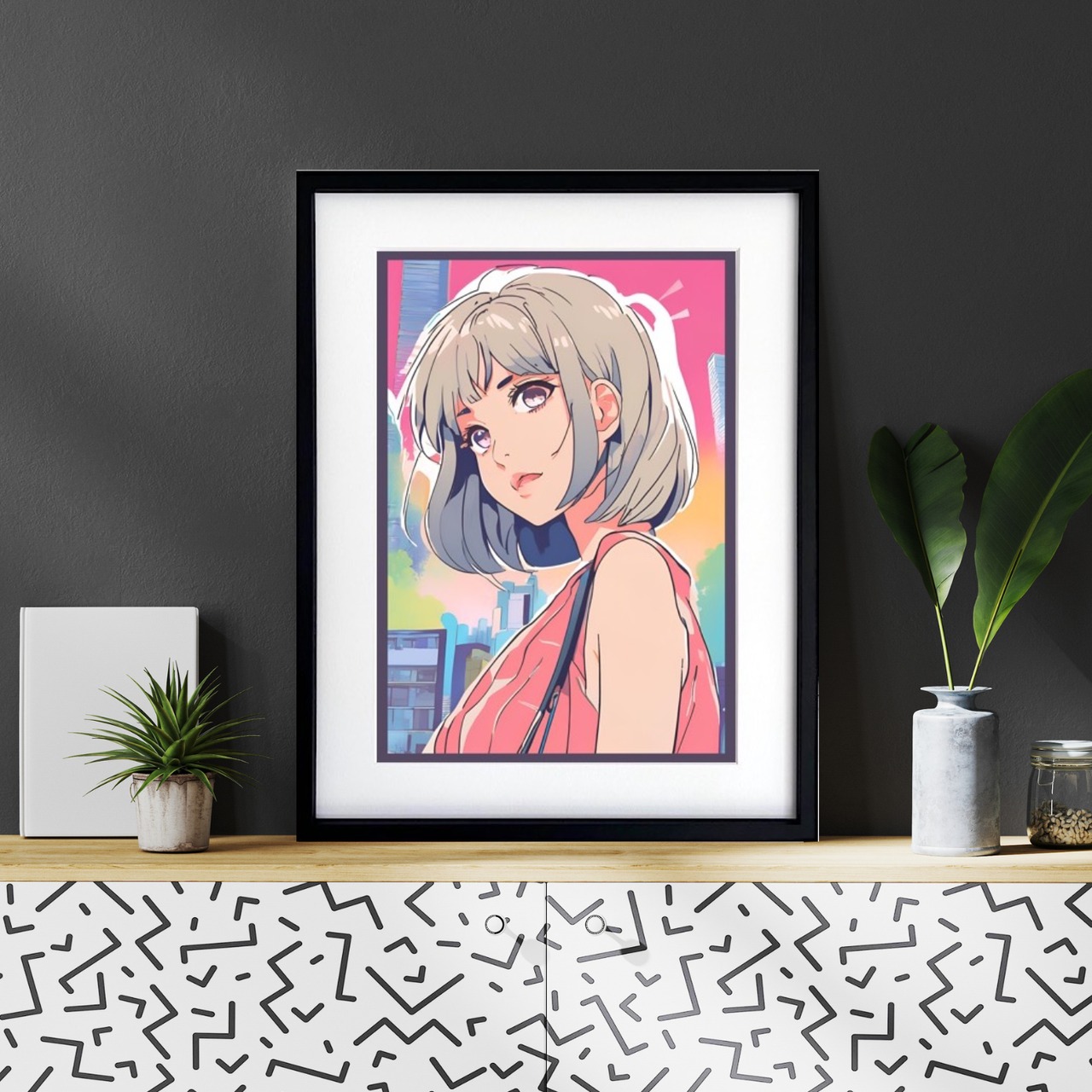 Bob Girl ⅲ｜レトロでかわいい女の子のアートポスター｜パステルカラーが空間をおしゃれに彩る人気作品｜A3ポスター