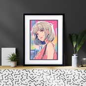 Bob Girl ⅲ｜レトロでかわいい女の子のアートポスター｜パステルカラーが空間をおしゃれに彩る人気作品｜A3ポスター