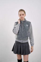 GOXO ゴーエックスオー スマイルハートダンブルジップアップジャンパー グレー