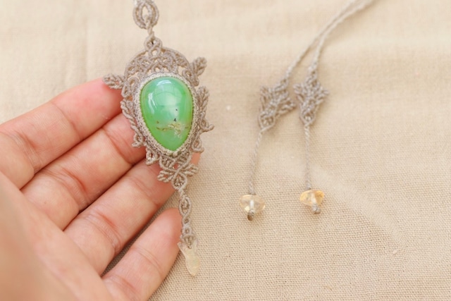 [Chrysoprase]&[Precious opal] Pendant 〜Key〜