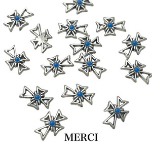 【2個】クロス空枠ネイルパーツ/十字架/ターコイズ/レジン