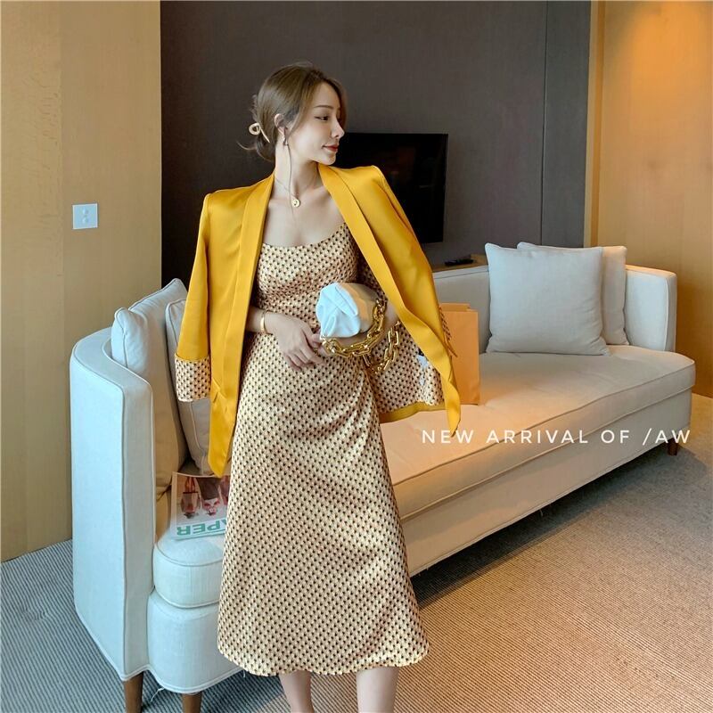 2020年秋新ウエストセクシーサスペンダードレス揚げストリートスーツゆうじえツーピースファッションスーツレディース ドラファッションホール55048671067