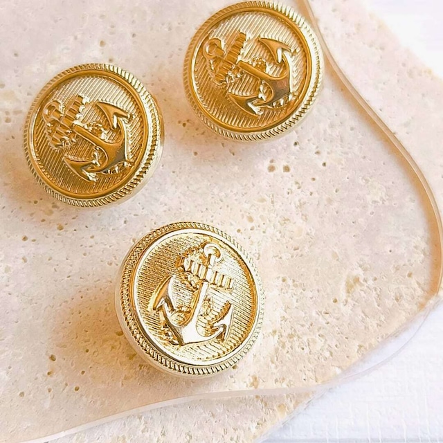 錨 マリンアンカーメタルボタン(ゴールド) 20mm シャンクボタン インポート 輸入