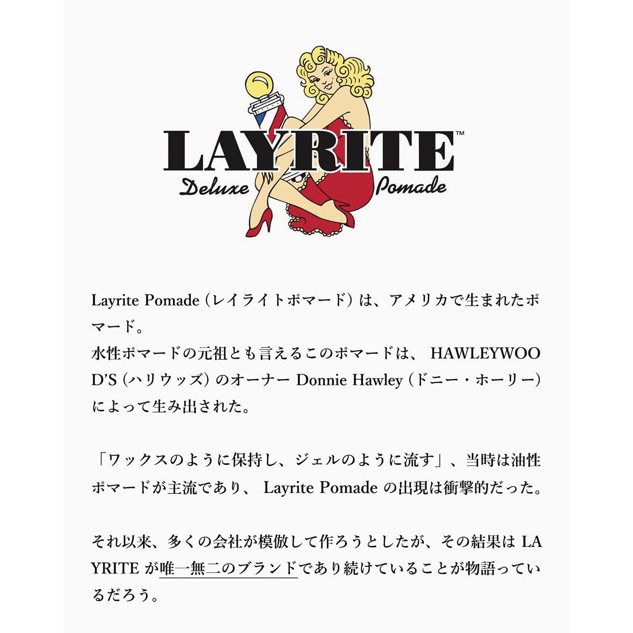 10/10(土) 再入荷 / LAYRITE (レイライト) ORIGINAL POMADE 120g レイ