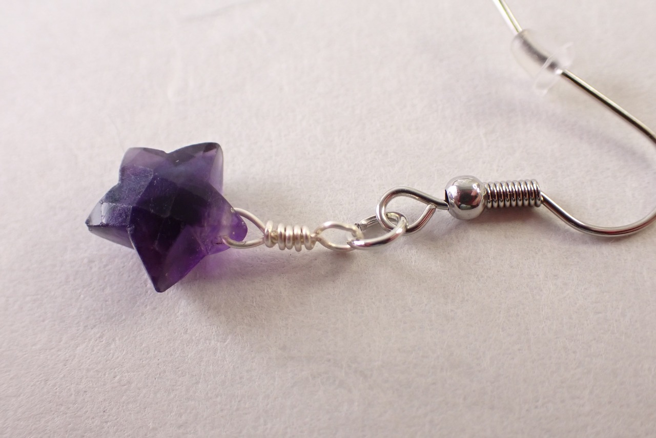 バイカラーフローライトピアス(スターカット)　　[C9‐183]