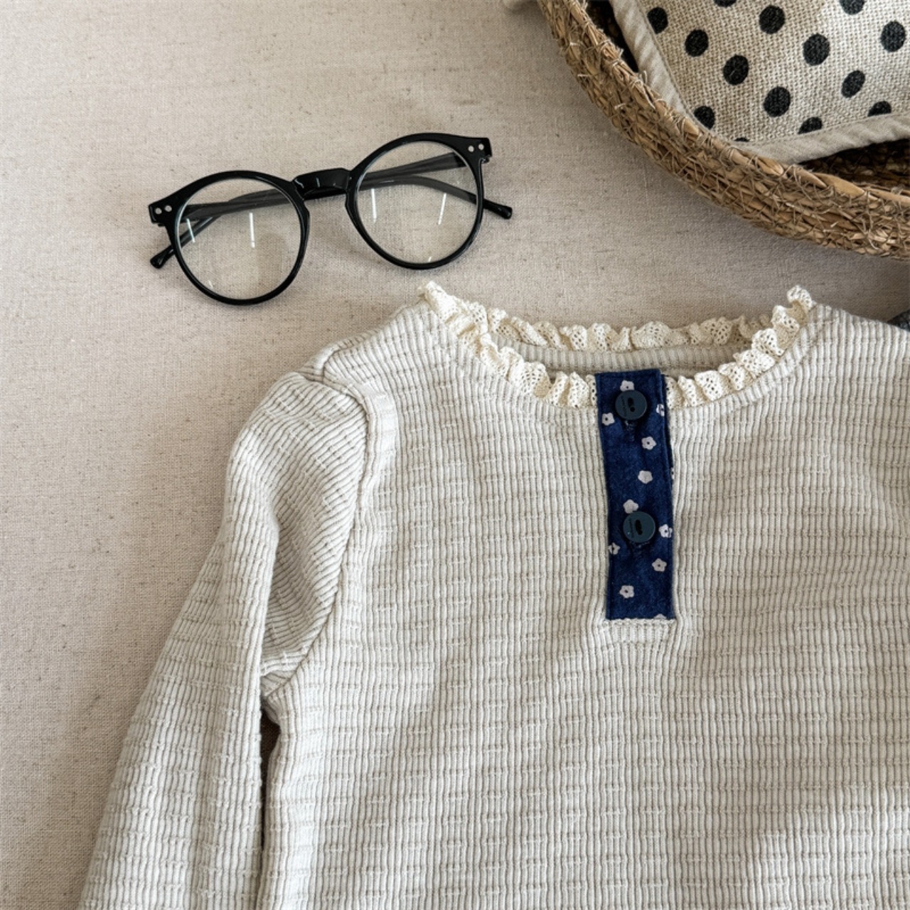 秋花柄レースフリルカシュクール3色