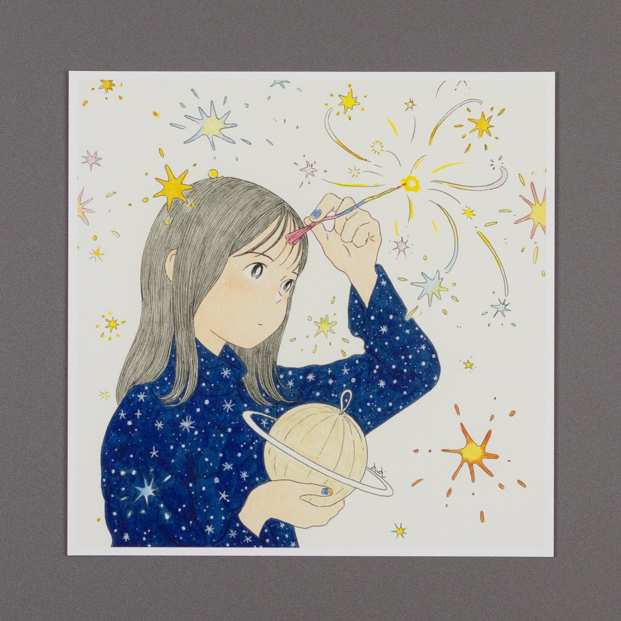 < あわい > 原画作品（額付き）「途中で眠る。」