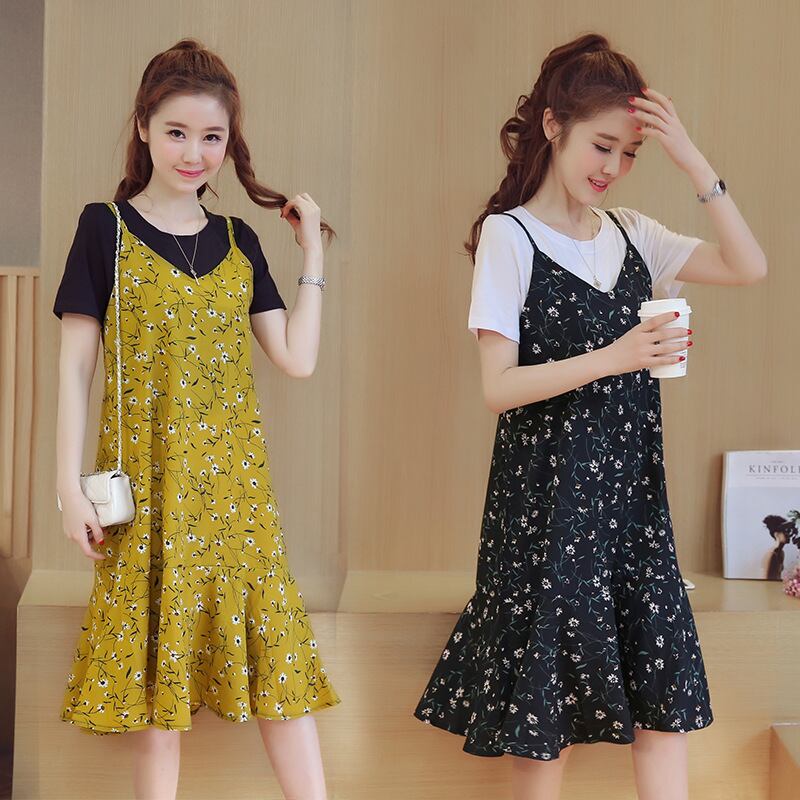 【新作】【送料無料】 マタニティドレス2019夏の新しいシフォンスリングマタニティドレスファッションフローラルマタニティツーピースドレス-アリババ サマー 夏物 花柄 expec212311527351