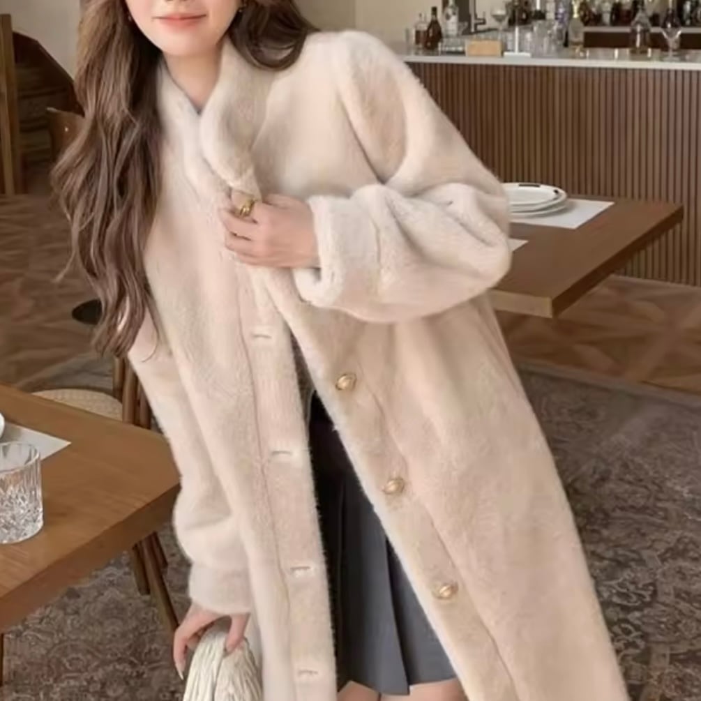 エレガントフェイクファーロングコート