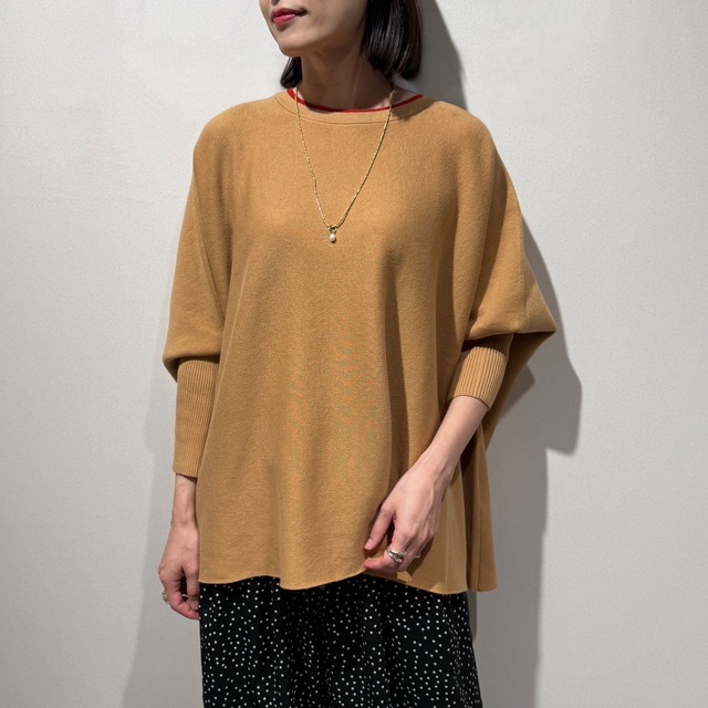配色ネックワイドニット