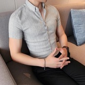 striped slim shirt 00150