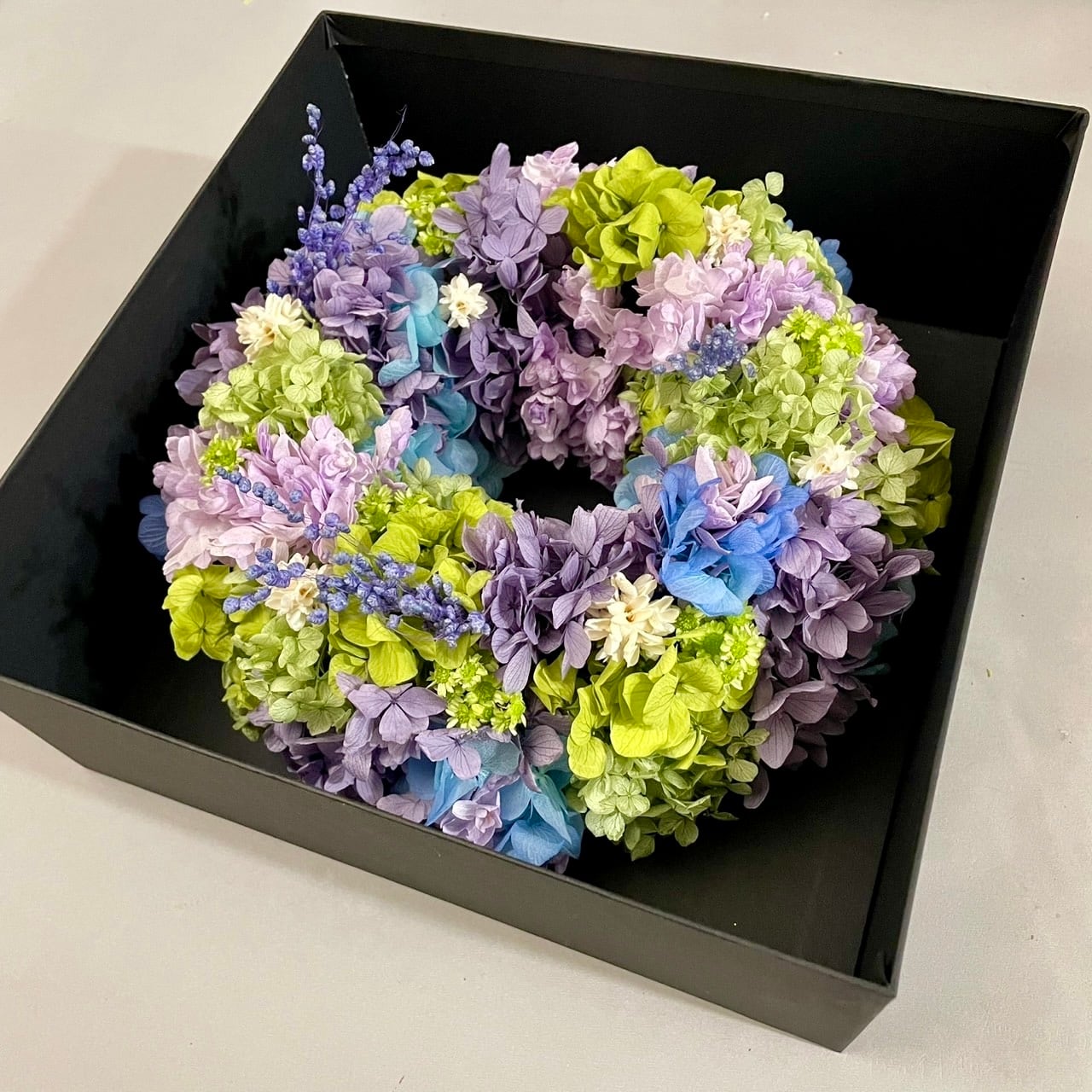 アジサイ プリザーブドフラワーリース オールシーズン 春夏秋冬 紫陽花