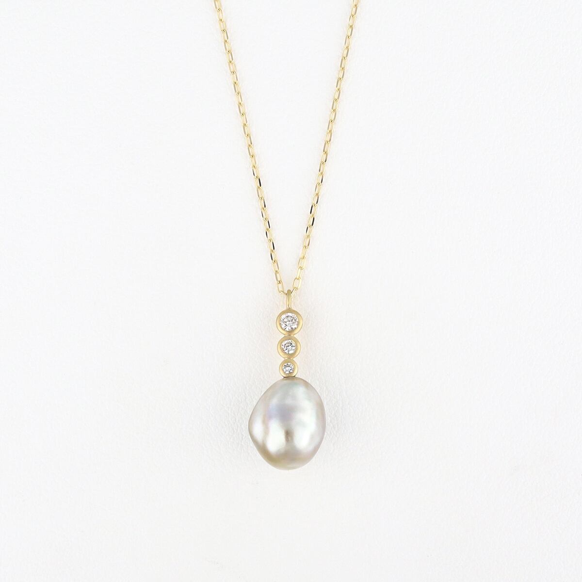 Keshi pearl & diamond necklace（white）