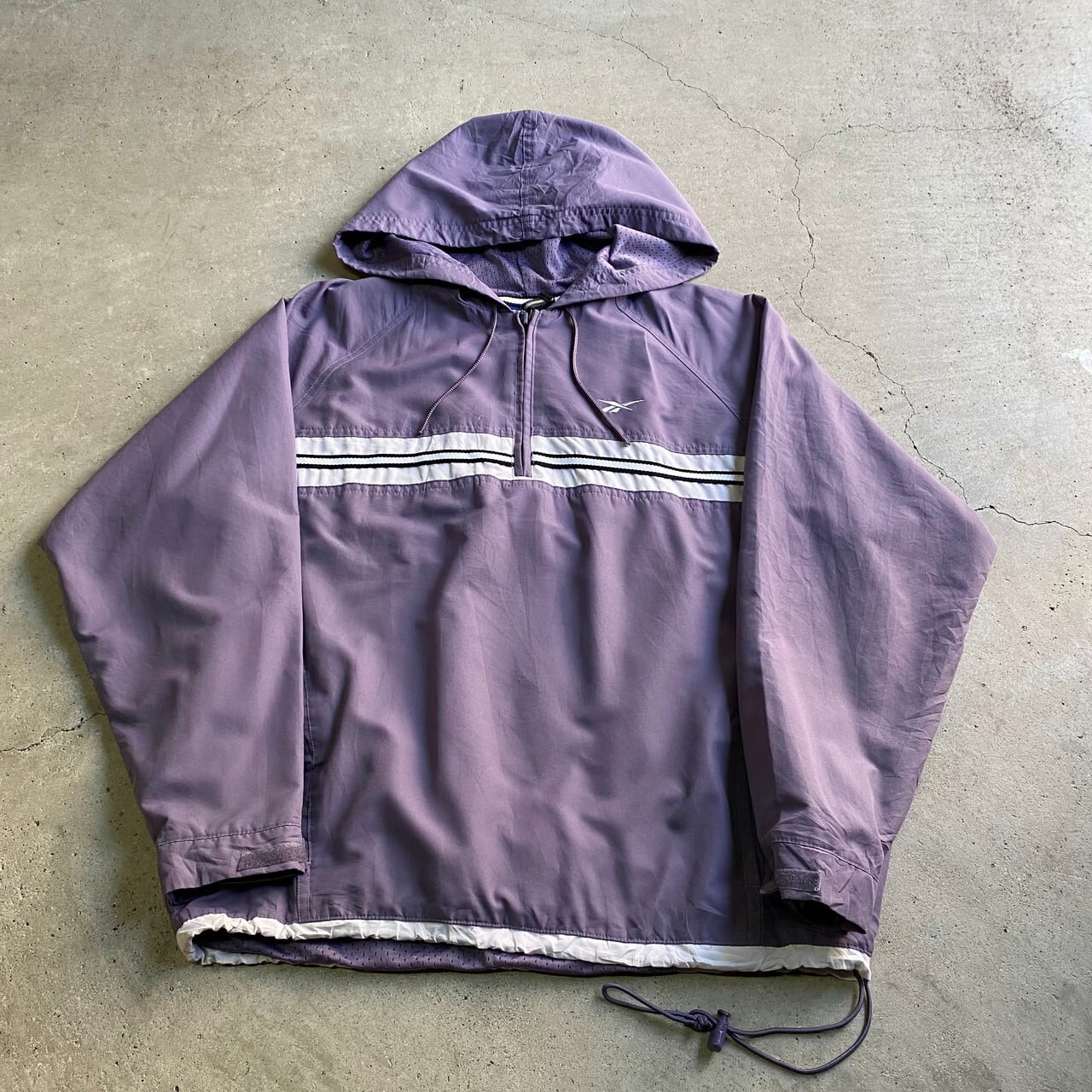 Reebok リーボック ハーフジップ プルオーバー アノラックパーカー レディースl相当 古着 くすみパープル 紫色 パーカー Cave 古着屋 公式 古着通販サイト