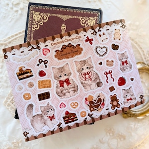 新作予約☆CHO799|Cherish365【Caramel Choco-Cat】パール素材 シートステッカー 新作予約☆CHO799|Cherish365【Caramel Choco-Cat】パール素材 シートステッカー