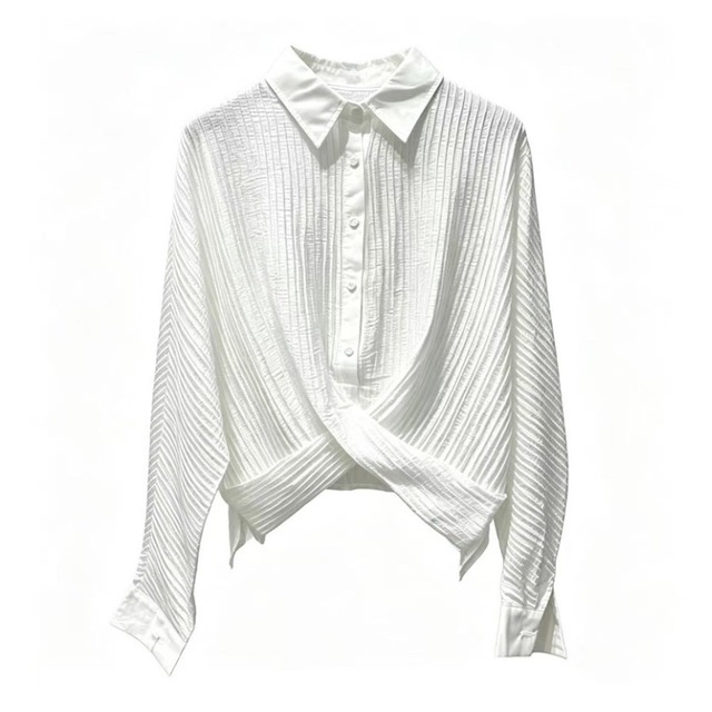 Twist pleated design shirt【2color】 C1632