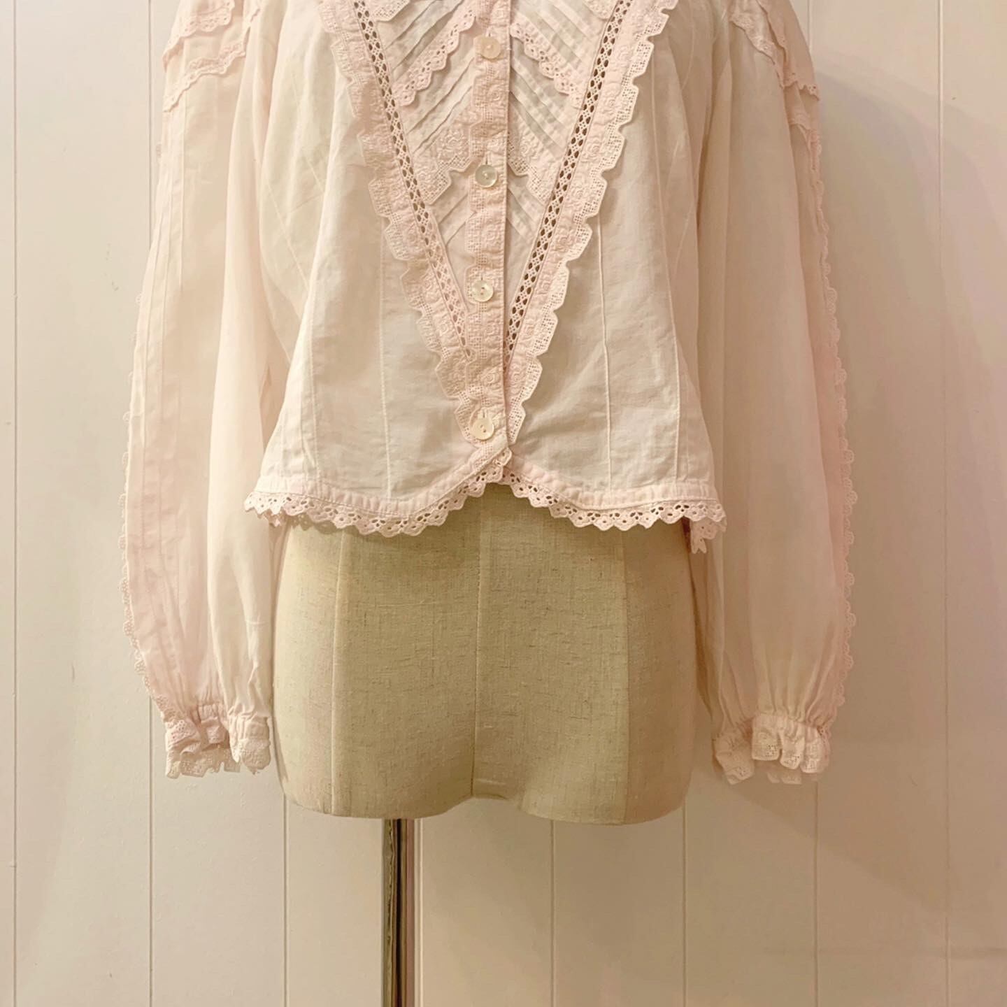 blossom pink cotton lace blouse