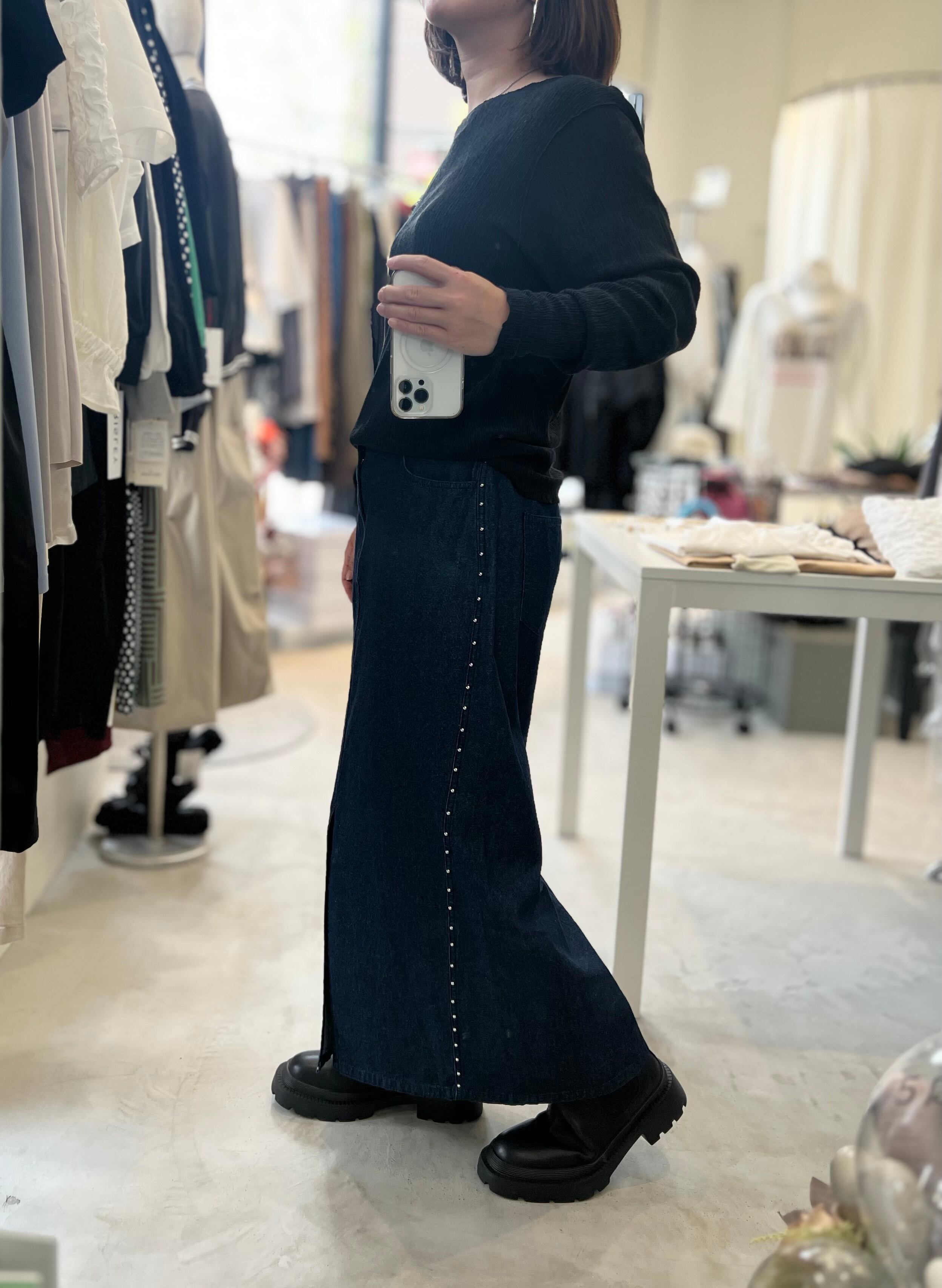 【SELECT】スタッズデニムタイトスカート 43-0123