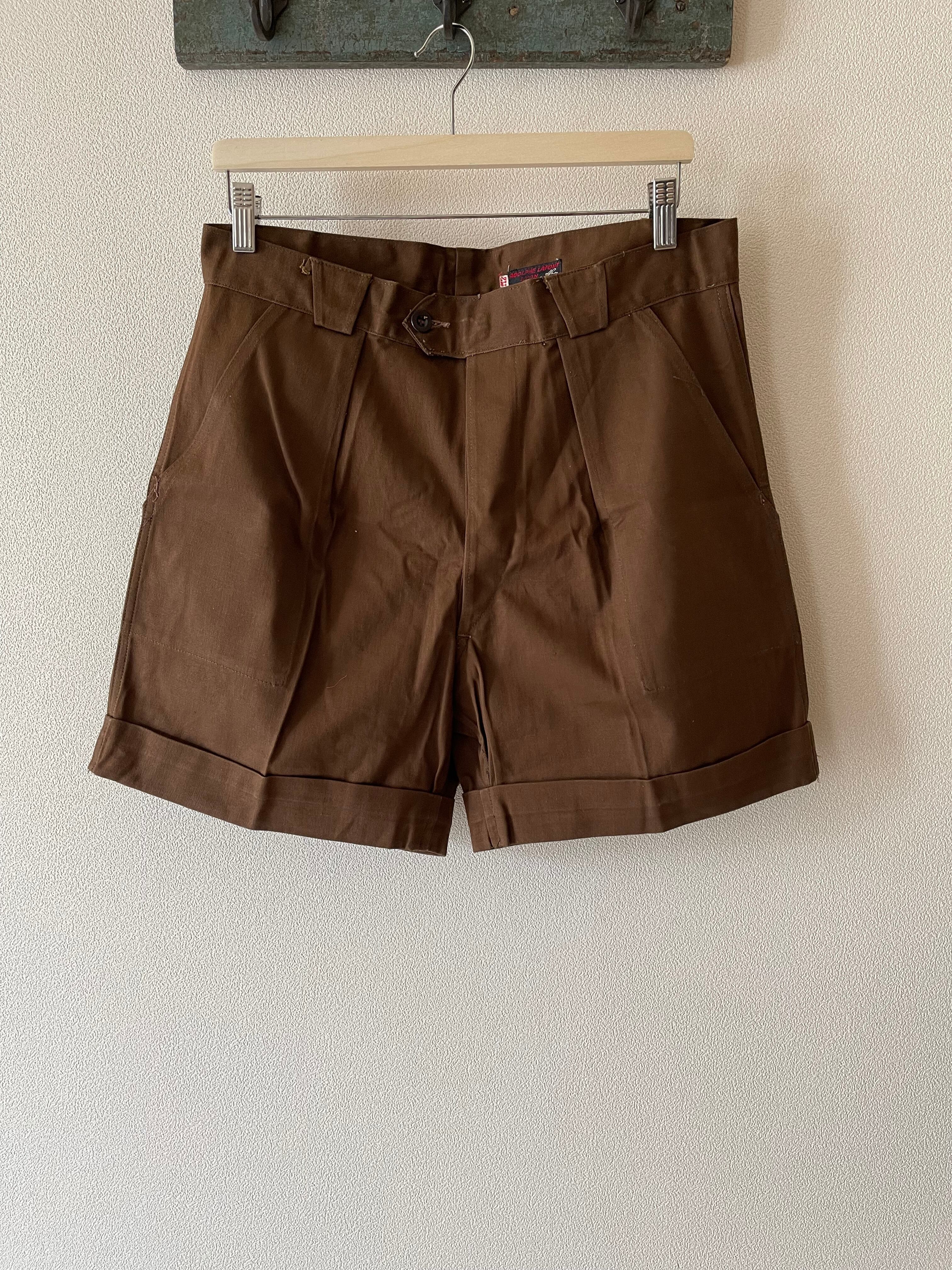 50s French Work Brown Cotton Shorts "ADOLPHE LAFONT" Dead Stock
