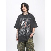 VINTAGE ストリート スケルトンカップル Tシャツ T1638