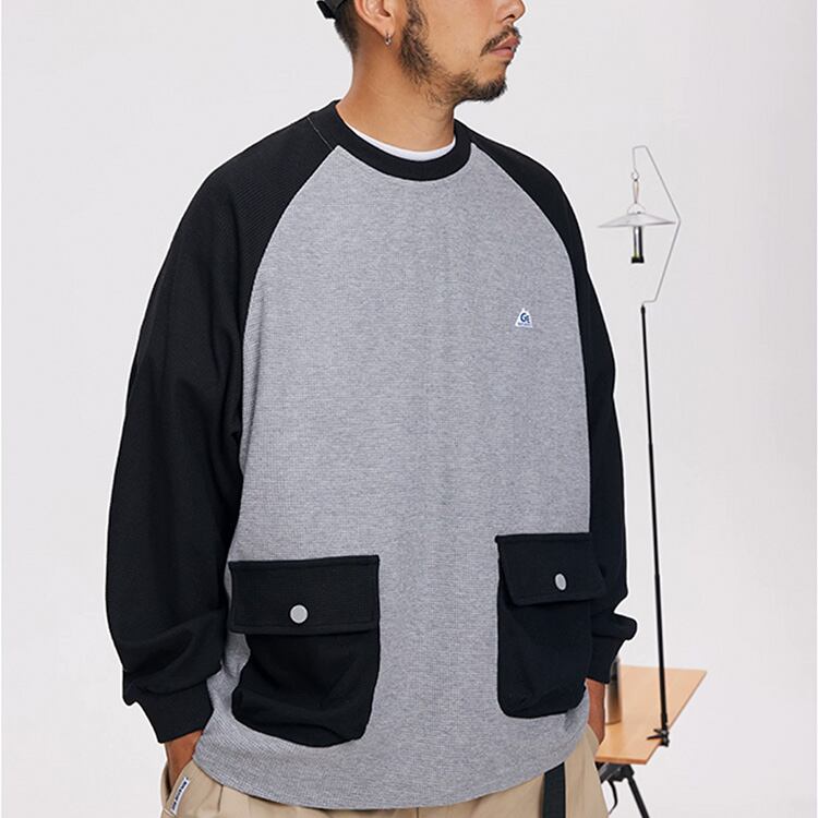 ★CONTRAST COLOR STITCH PULLOVER TOP　　　A0699