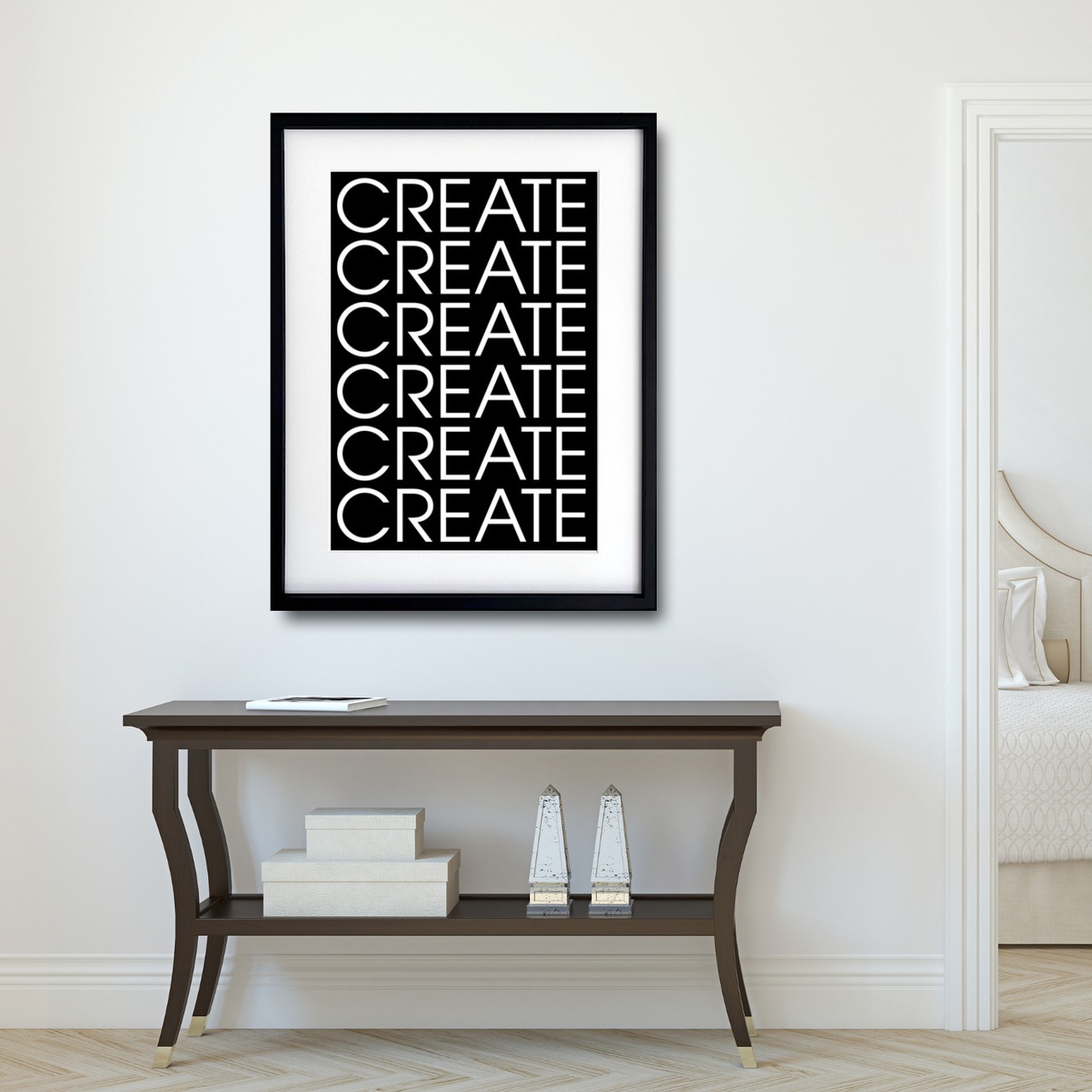 CREATE モダンアート｜白黒 タイポグラフィ｜洗練された部屋作りに  サイズ おしゃれポスターA2ポスター