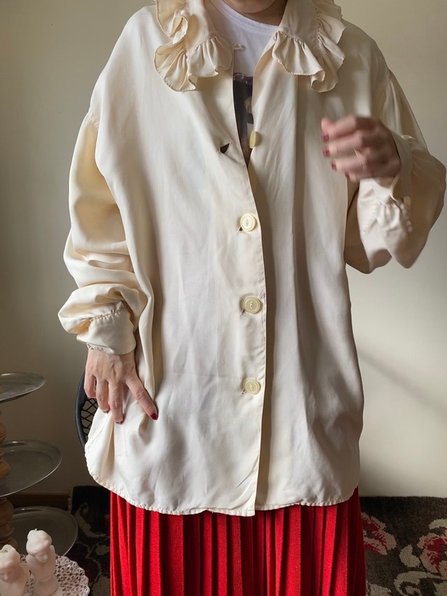 70s Silk Ruffle Blouse