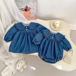 【春作】丸襟デニムロンパースorワンピース