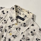 90s ビンテージ NAUTICA ノーティカ マリン帽 総柄 半袖シャツ L~XL程度 /メンズ/ホワイト
