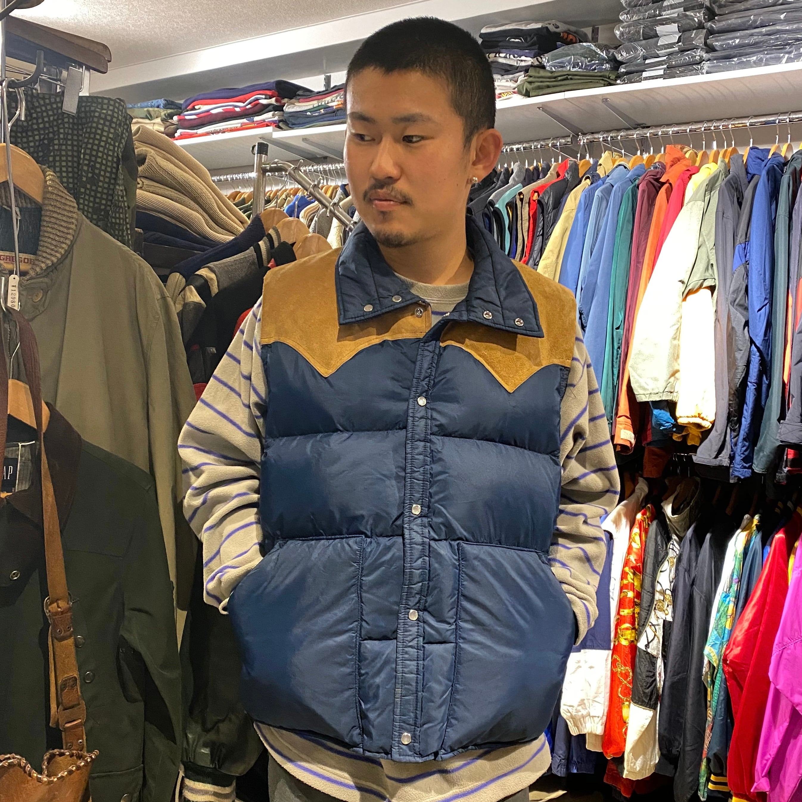 70's〜80's Woolrich Suede Yoke Down Vest XL / ウールリッチ ダウン