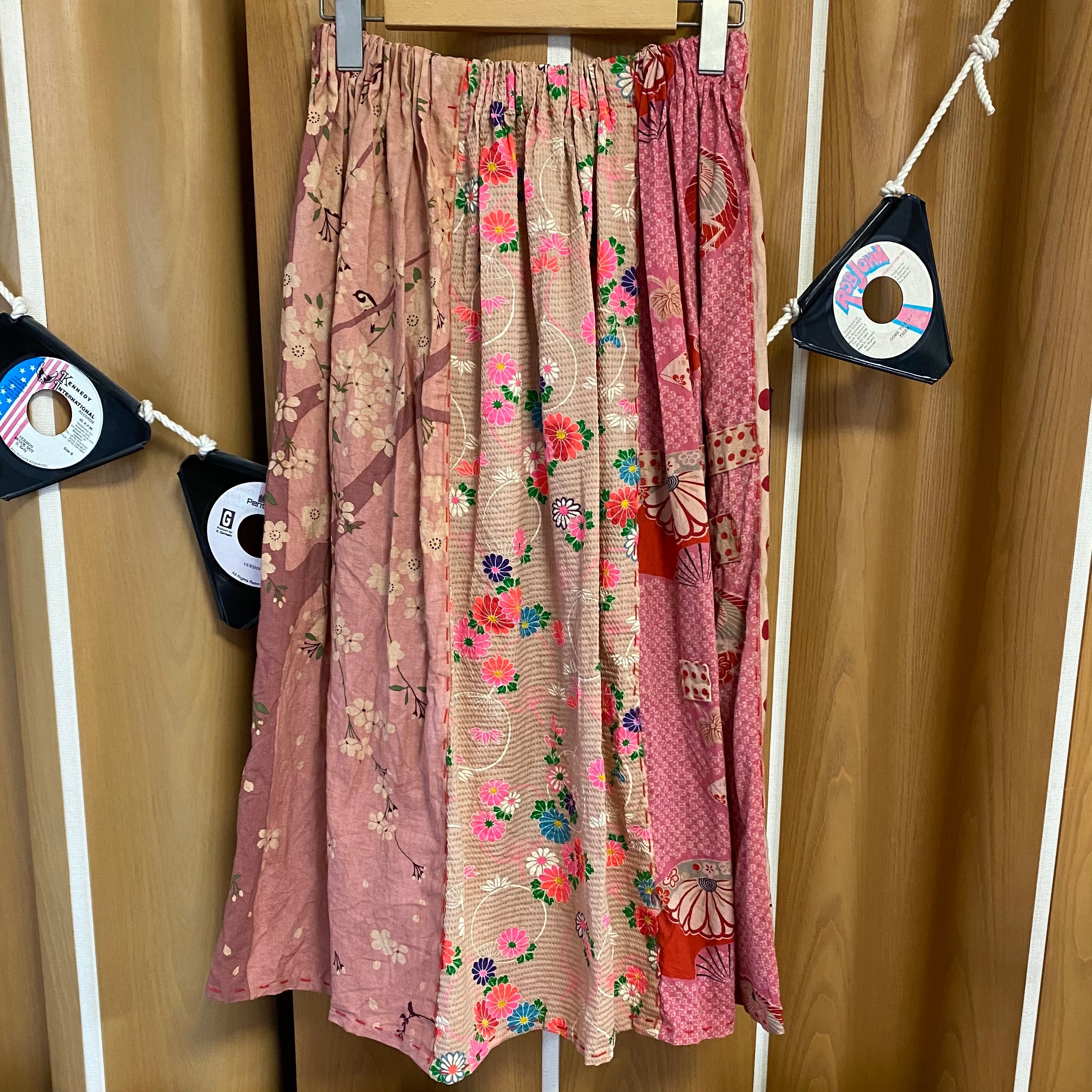 襤褸柿渋染め手ぬぐい浴衣リメイクスカート | Nyaoko