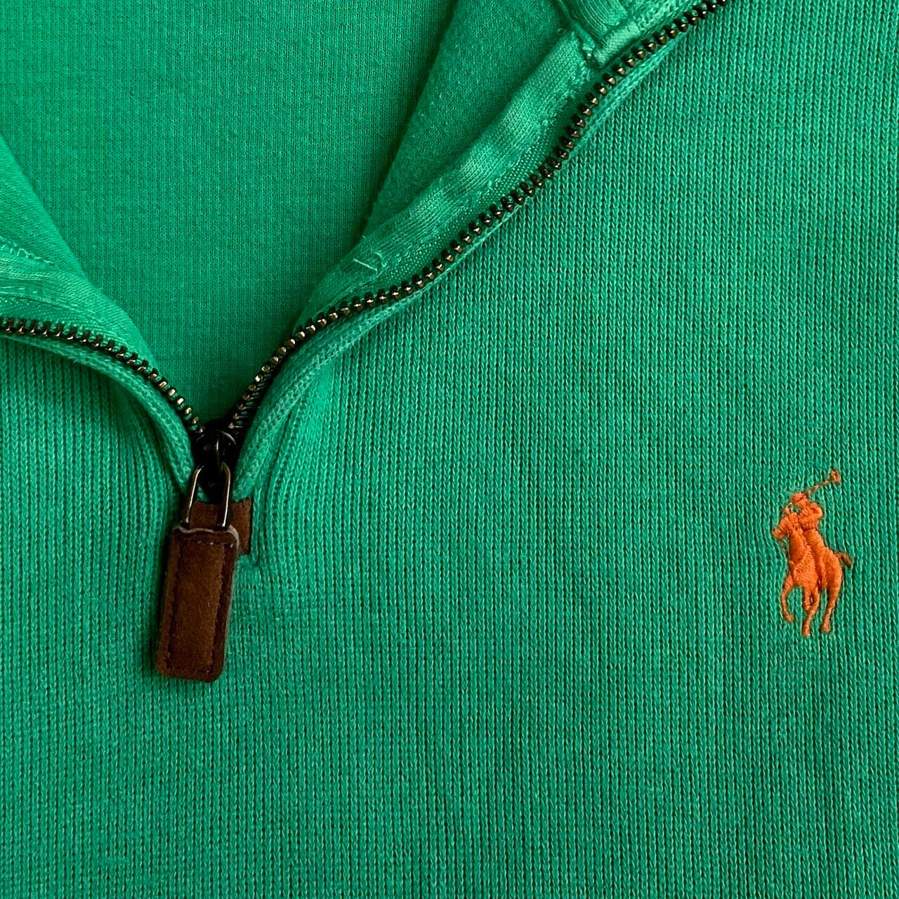 Polo Ralph Lauren ポロ ラルフローレン ワンポイントロゴ 刺繍 ハーフジップ スウェット メンズL相当 古着 グリーン  黄緑色【スウェット】 | cave 古着屋【公式】古着通販サイト