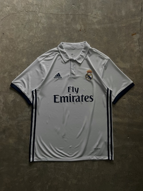 adidas Real Madrid ホームユニフォーム ゲームシャツ climacool L ホワイト