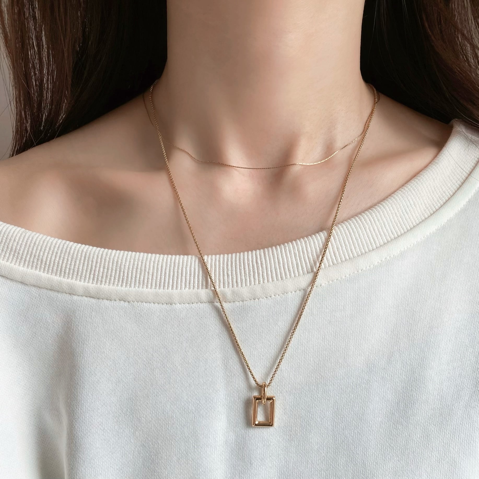 スクエア ロング ネックレス MN060 | emu