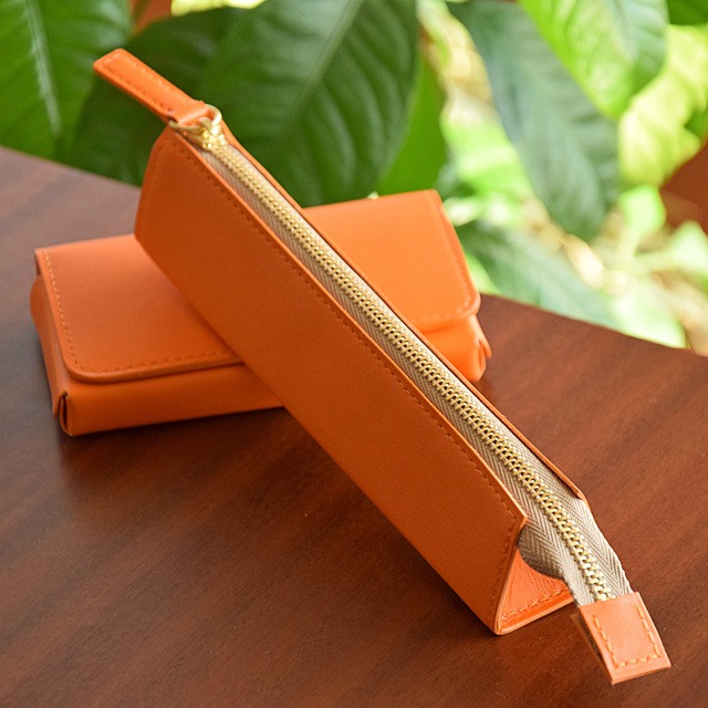 こだわり 大人の本革ペンケース オレンジ ナチュラルズ