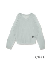 ロゴVネックシアーニットTOPS (L/BLUE)　CQ-49014