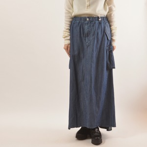 【１色】WYTE (ワイト)　テンセルリネンデニムカーゴスカート　色：インディゴ　商品番号：12-10450