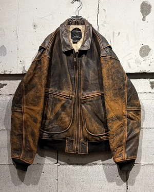 【Caka otto】 “AVIREX” Fade G-2 Type Vintage Loose Flight Leather Jacket