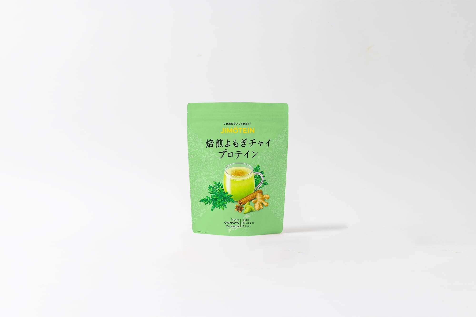 【秋市】JIMOTEIN 沖縄やんばるの 焙煎よもぎチャイプロテイン