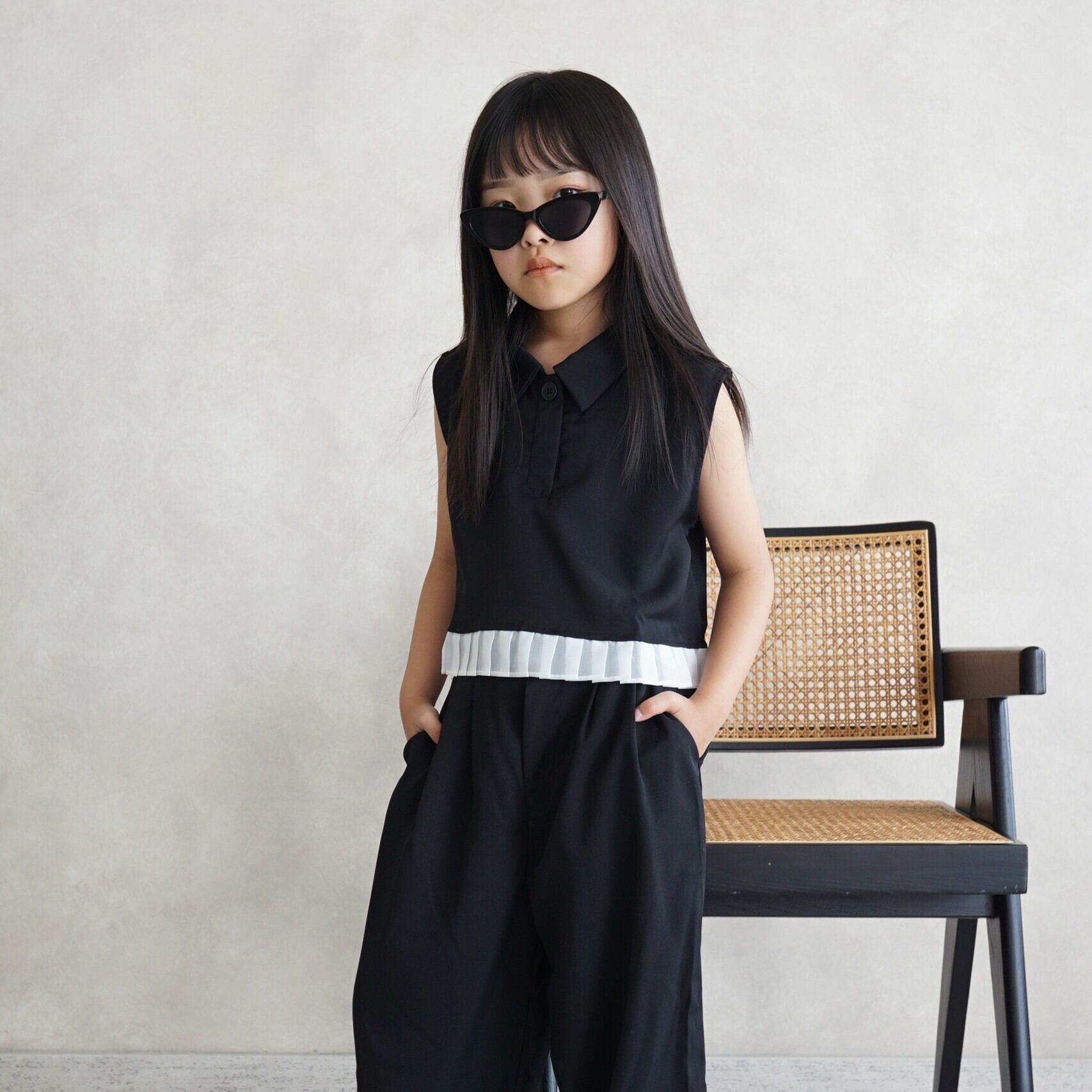 Pleated Hem Sleeveless Top