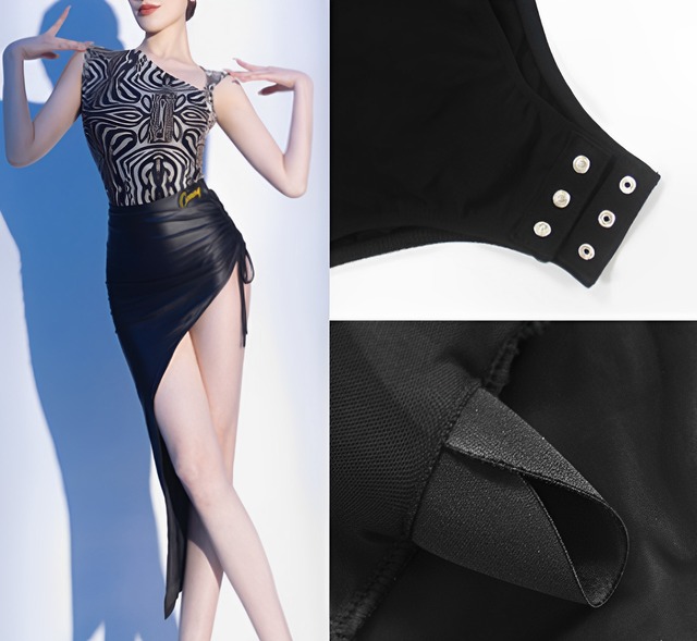 アシンメトリーネック ノースリーブ パターントップス 1col　D00128