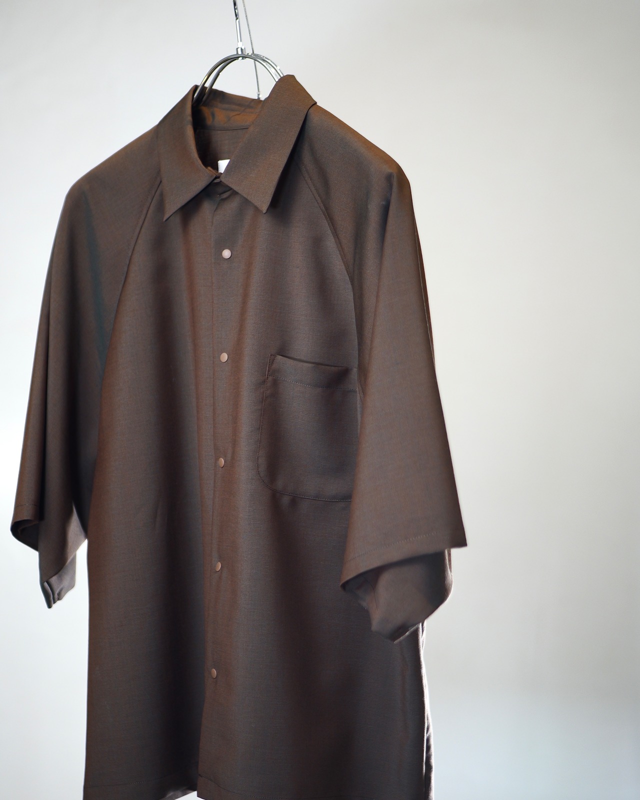 itochi - Wool & Kid mohair Tropical half sleeve shirt / iridescent brown