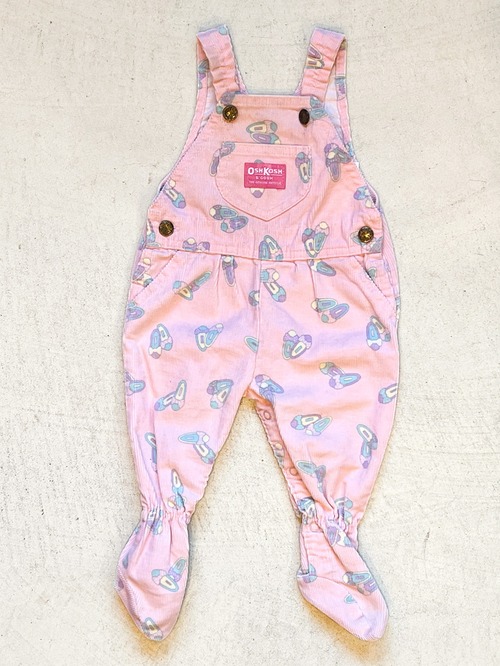 【70cm】VINTAGE 80'S  オシュコシュ コーデュロイ 足付きオーバーオール【b226】