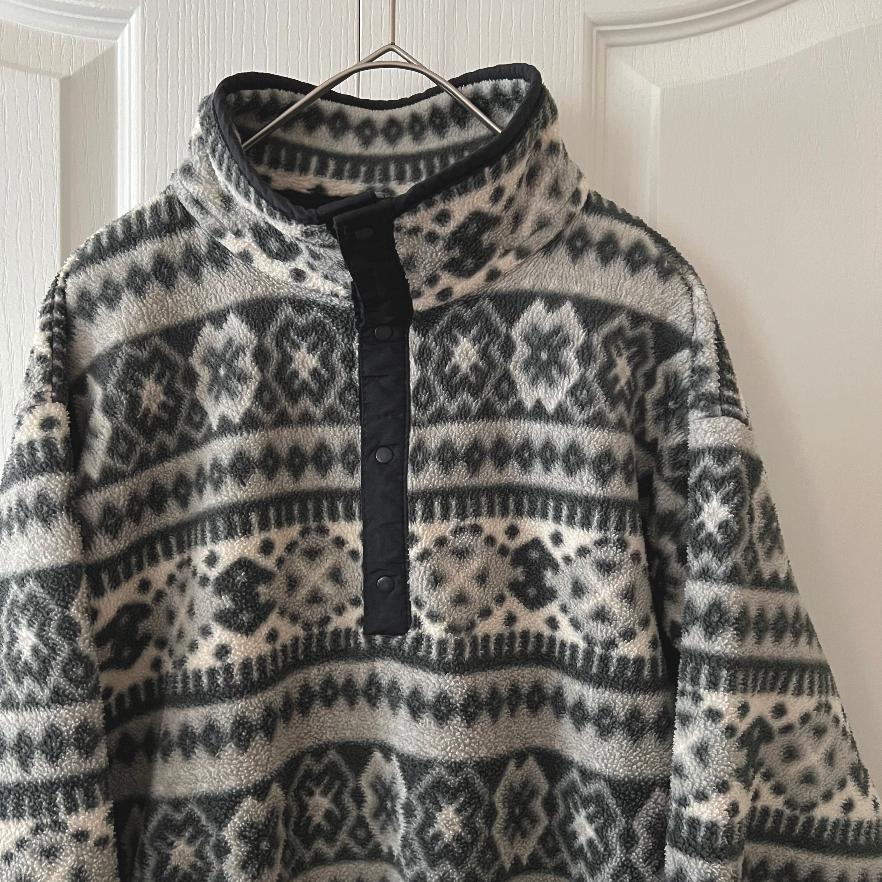 90's L.L.Bean エルエルビーン 総柄 スナップT ハーフジップ 90's L.L.Bean エルエルビーン 総柄 スナップT ハーフジップ