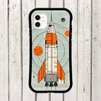 受注生産 iPhoneケース ロケットと小惑星のレトロ宇宙柄｜ロケットモチーフ RFSP073B