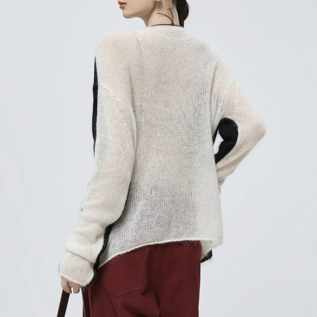 Color block knit pullover C1326