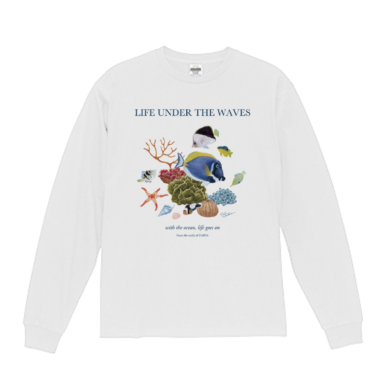 海の生きもの長袖Tシャツ（パウダーブルーサージョンフィッシュ）｜LIFE UNDER THE WAVES Model-03